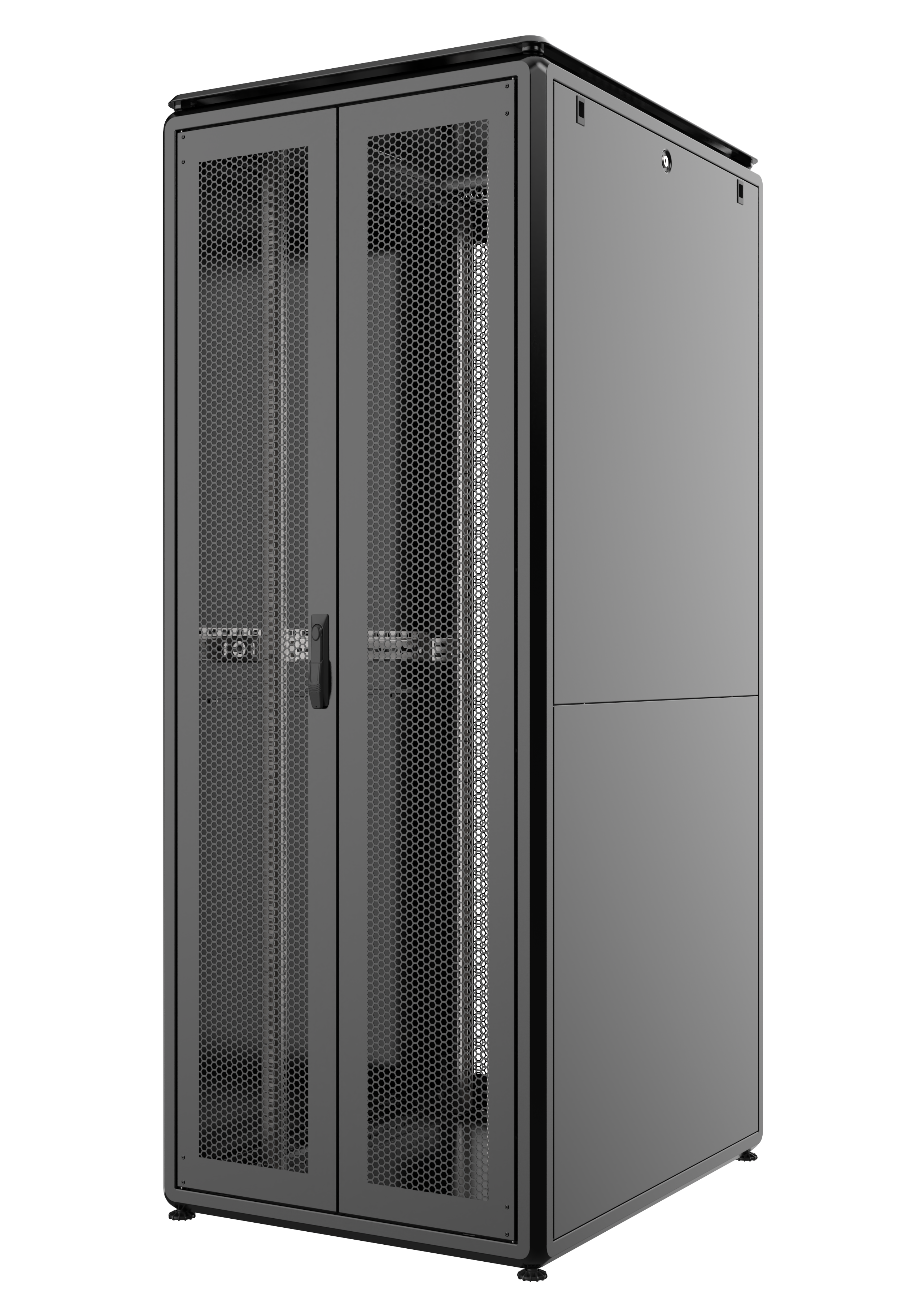 42U, Mirsan GTV Series Cabinet, Width 800mm, Depth 1000mm, Ready Assembled, Black [Front Single &amp; Rear Double Open 63% Perforated Free Standing Cabinet]