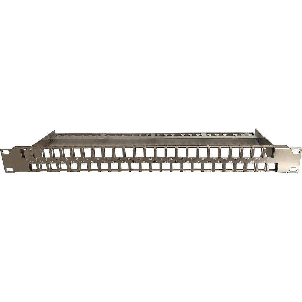 Excel 48-Port 1U Unloaded Keystone Frame - STP Chrome