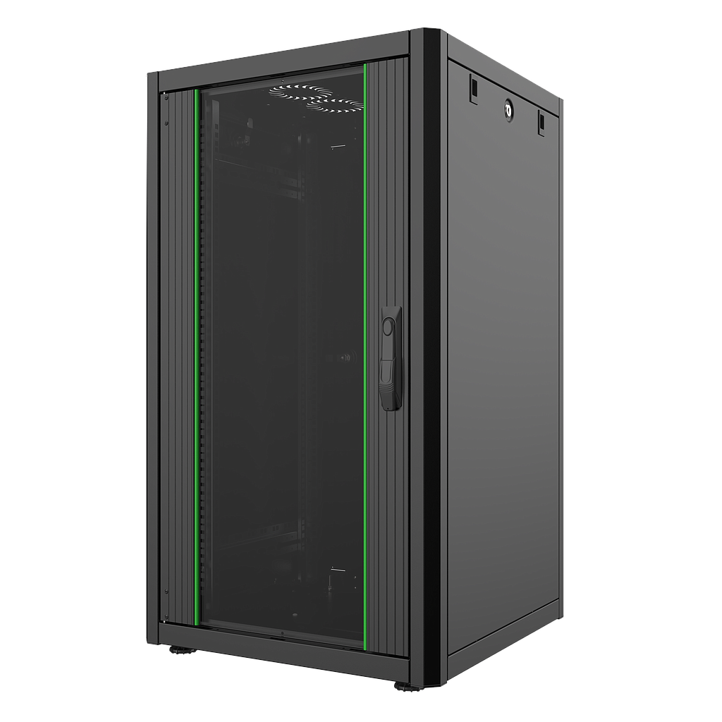 20U, Mirsan GTN Series Cabinet, Width 600mm, Depth 600mm, Ready Assembled, Black