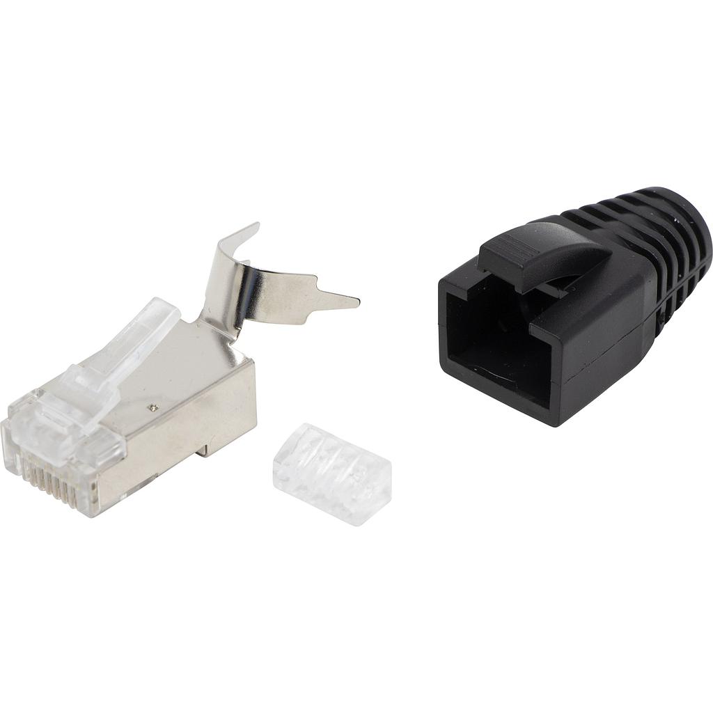 Excel CAT6A STP Crimp Plug and Boot Black