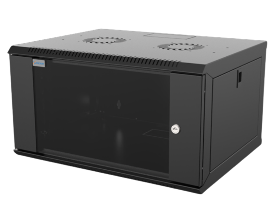 Mirsan 6U COM-BOX WTC Series Wall Mount Cabinet, 565mm Width by 450mm Depth, Black [Flat Packed]