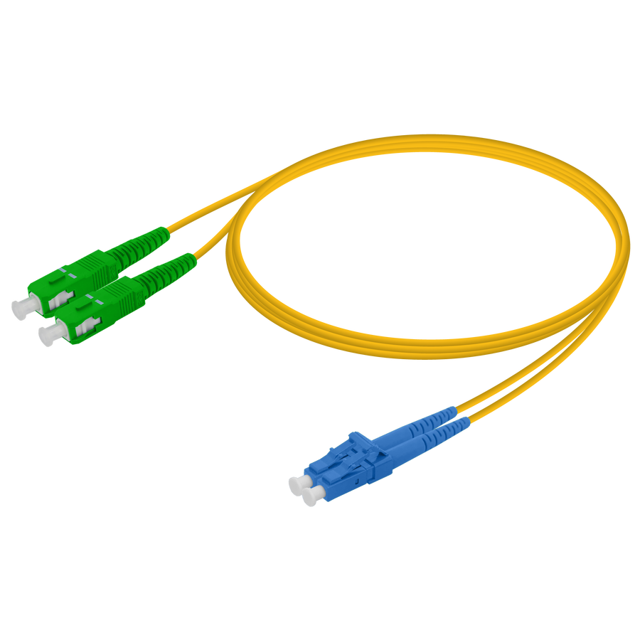 SAMM - SC/APC-LC/UPC OS2 Duplex Patch Cord 1MTR