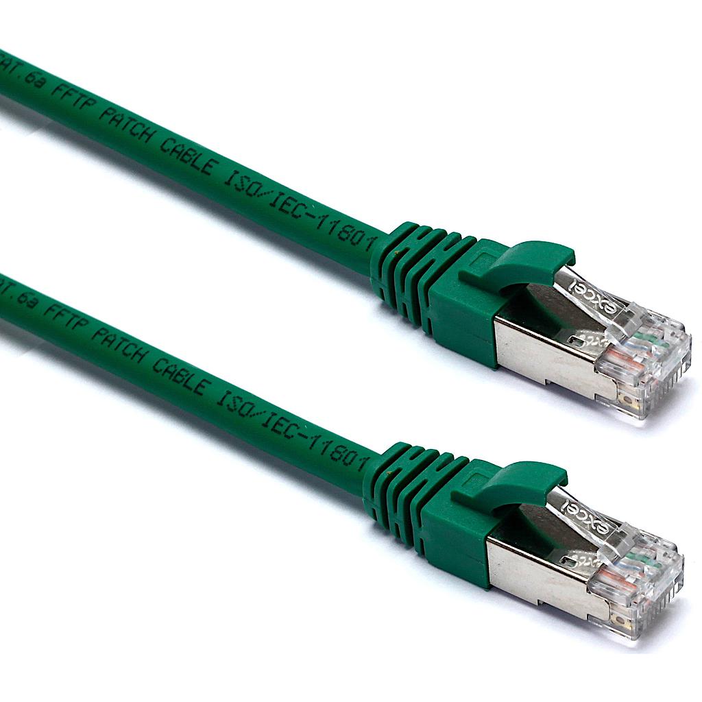 Excel CAT6A Patch Lead F/FTP Shielded LS0H Blade Booted 1.5MT - Green