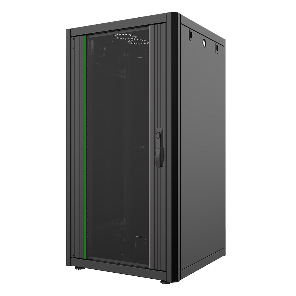 22U, Mirsan GTN Series Cabinet, Width 800mm, Depth 600mm, Ready Assembled, Black