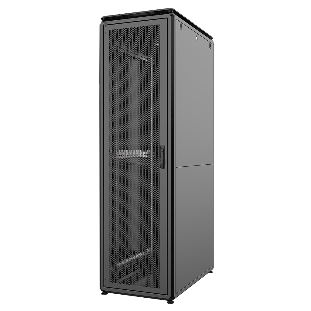 42U, Mirsan GTV Series Cabinet, Width 600mm, Depth 1200mm, Ready Assembled, Black [Front Single &amp; Rear Double Open 63% Perforated Free Standing Cabinet]
