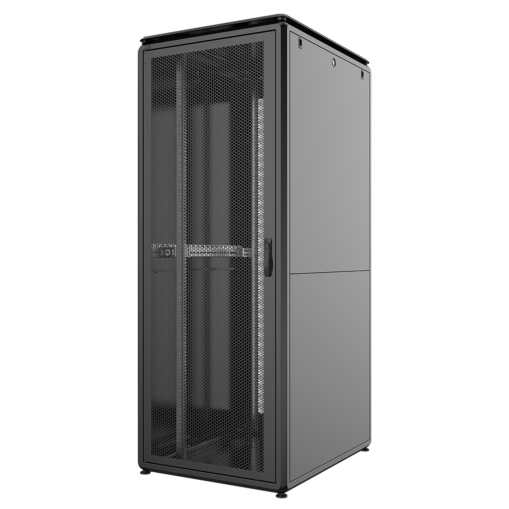 32U GTS Series Cabinet, Width 1000mm, Depth 1000mm, Ready Assembled, Black [Front &amp; Rear Double Open 63% Perforated Free Standing Cabinet]