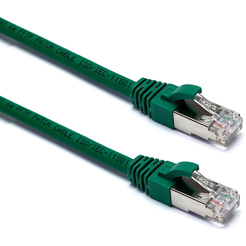 Excel CAT6A Patch Lead F/FTP Shielded LS0H Blade Booted 10MT - Green