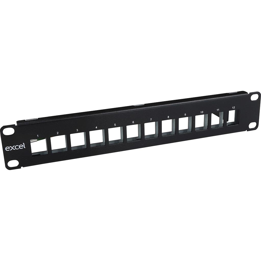 Excel Unloaded 12 Port Keystone Patch Panel Frame 10&quot; Black