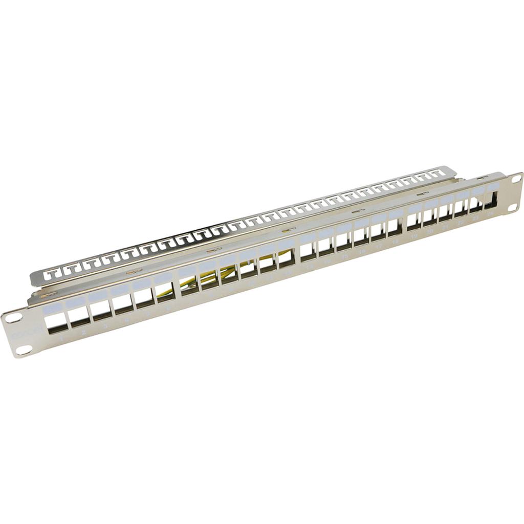 Excel 24 Port 1U Unloaded Keystone Frame - Chrome