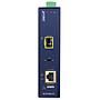 IP30 Industrial 10/100/1000BASE-T to 100/1000BASE-X SFP Converter with 802.3at PoE+ (-40 to 75C, 12V~48V DC power boost, LFP Supported)