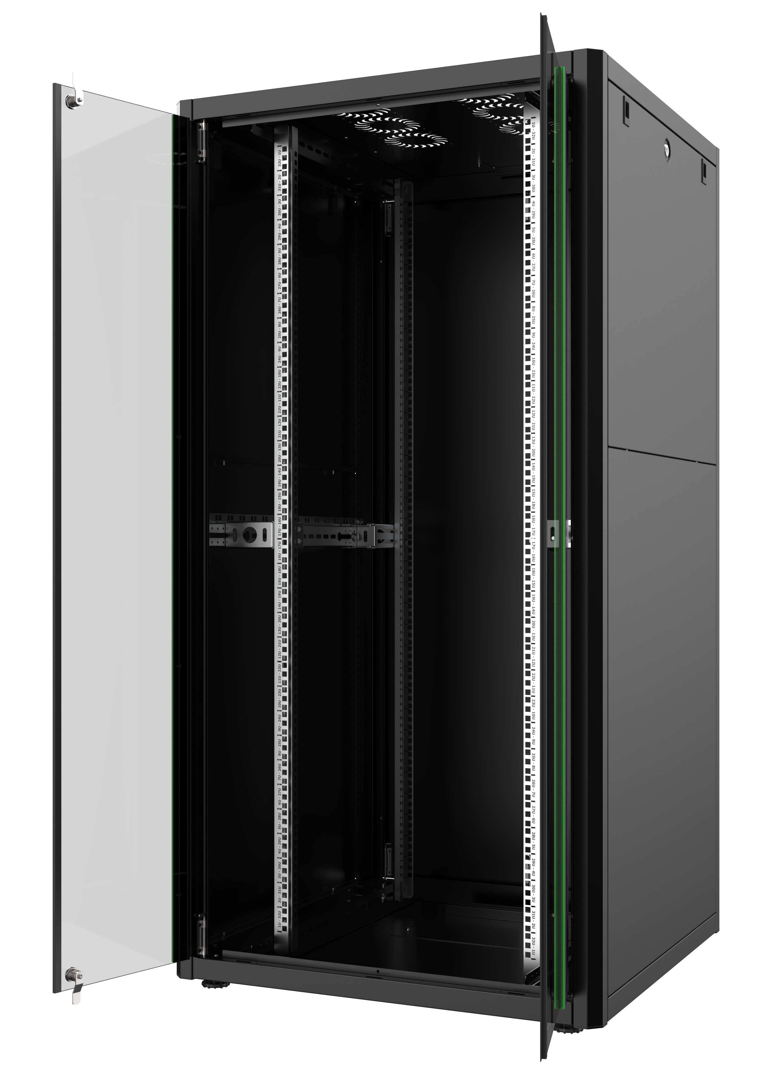 32U, Mirsan GTN Series Cabinet, Width 800mm, Depth 800mm, Ready Assembled, Black