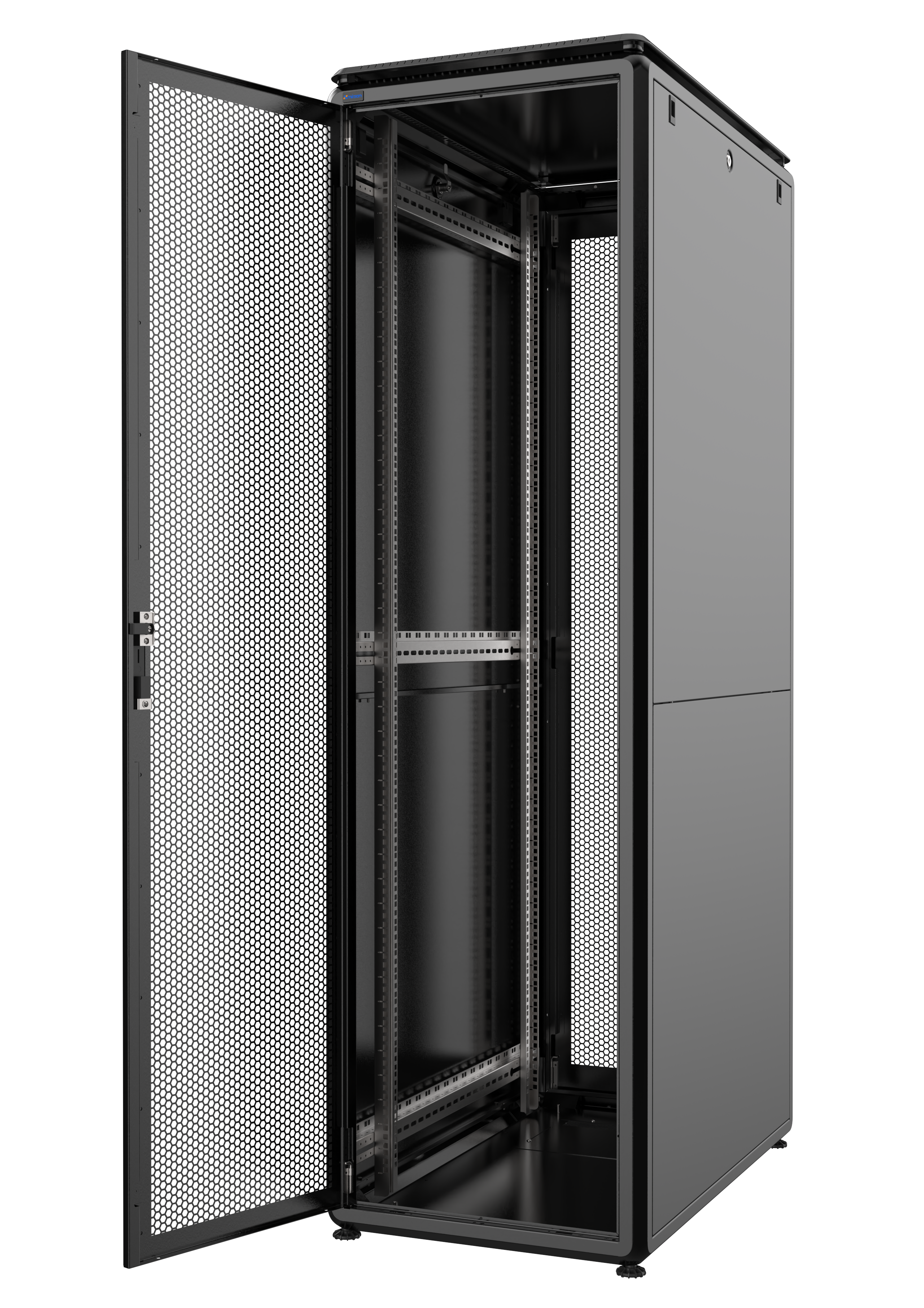 42U, Mirsan GTN Series Cabinet, Width 600mm, Depth 1000mm, Ready Assembled, Black [Front &amp; Rear 63% Perforated Doors Free Standing Cabinet]
