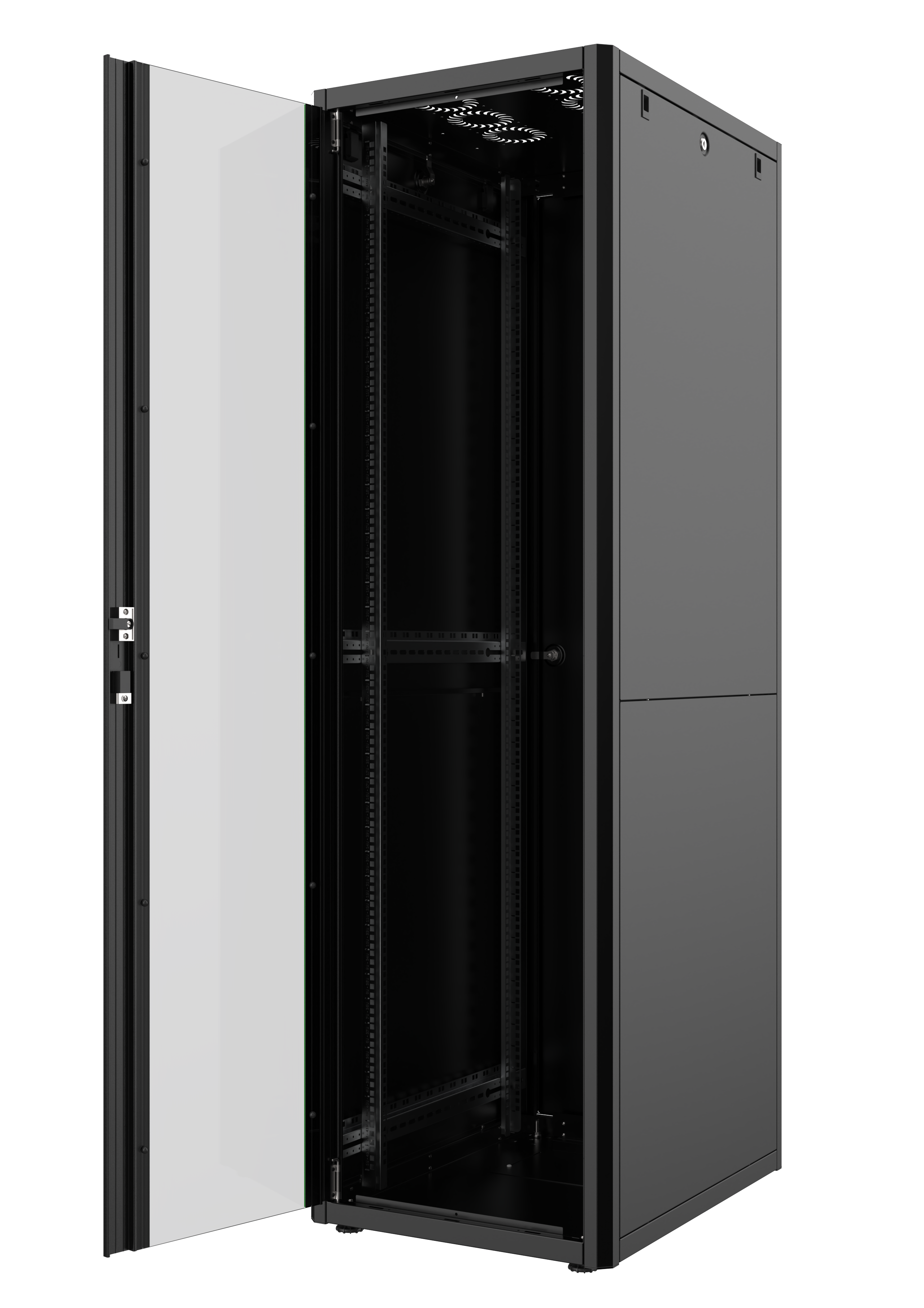 47U, Mirsan GTN Series Cabinet, Width 600mm, Depth 800mm, Ready Assembled, Black [Front Single &amp; Rear Double Open 63% Perforated Free Standing Cabinet]
