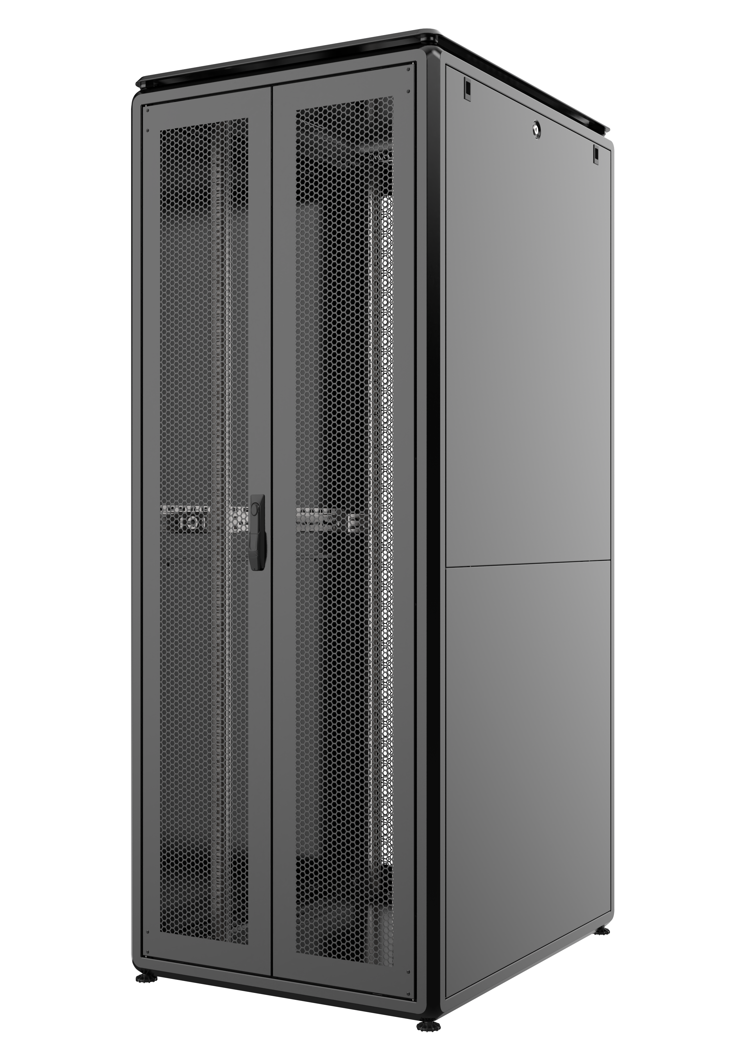 36U W=800mm D=1000mm Free Standing Versatile Cabinet BLACK (FRONT SINGLE REAR DOUBLE OPEN DOOR 63% PERFORATED)