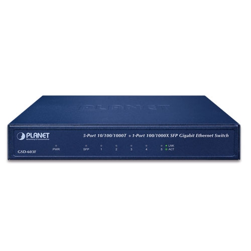 5-Port 10/100/1000T +1-Port 1000X SFP Gigabit Ethernet Switch