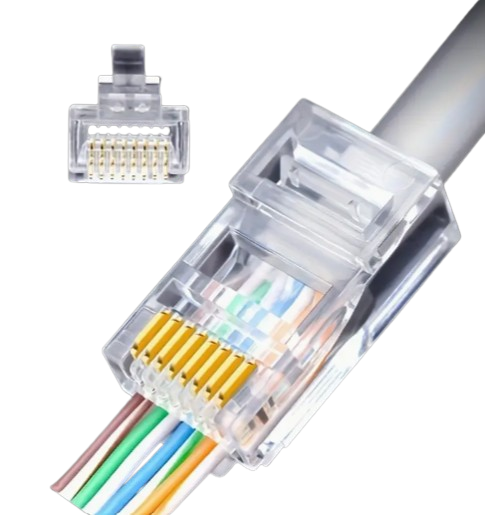 Pass Through RJ45 Connectors UTP CAT6 Connector Network Unshielded Rj45 Perforated Crystal Head Connectors