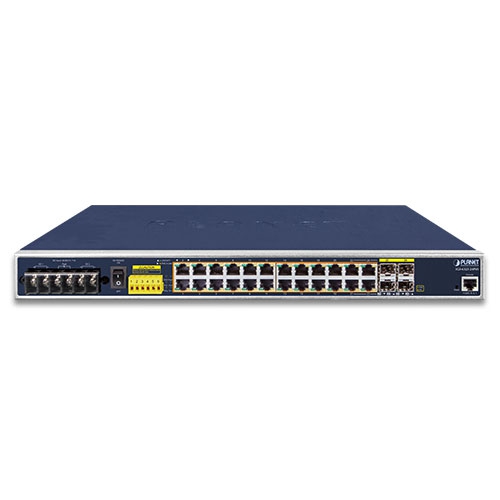 Industrial L3 24-Port 10/100/1000T 802.3at PoE + 4-Port Shared 100/1000X SFP Managed Ethernet Switch (-40~75 degrees C)