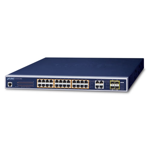 IPv6/IPv4, 24-Port Managed 802.3at PoE+ Gigabit Ethernet Switch + 4-Port Gigabit Combo TP/SFP (220W PoE Budget)