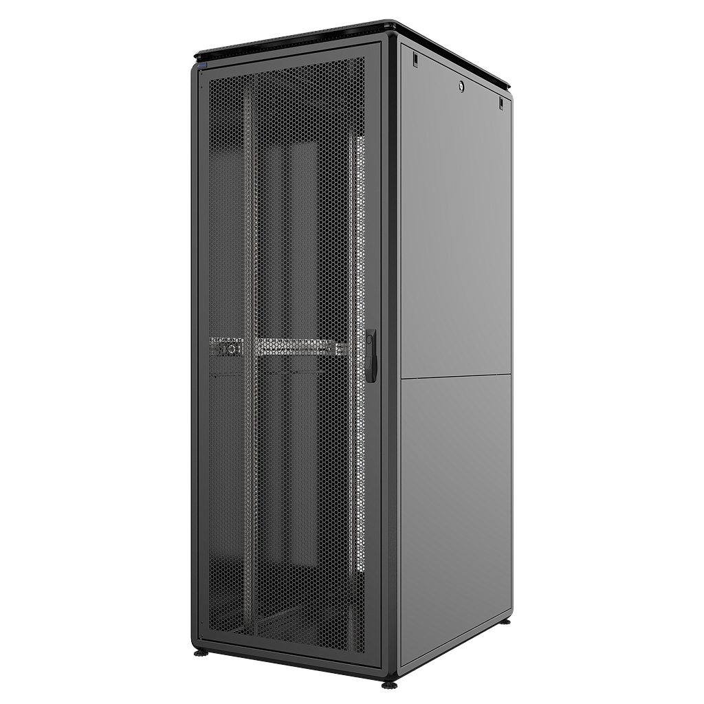 36U W=800mm D=1000mm Free Standing Versatile Cabinet BLACK (FRONT SINGLE REAR DOUBLE OPEN DOOR 63% PERFORATED)