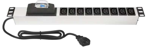 Mirsan 1U 9-Way IEC 320 C13 Socket Outlets, 1 x 16amp Fuse Protection, IEC320 C14 Plug