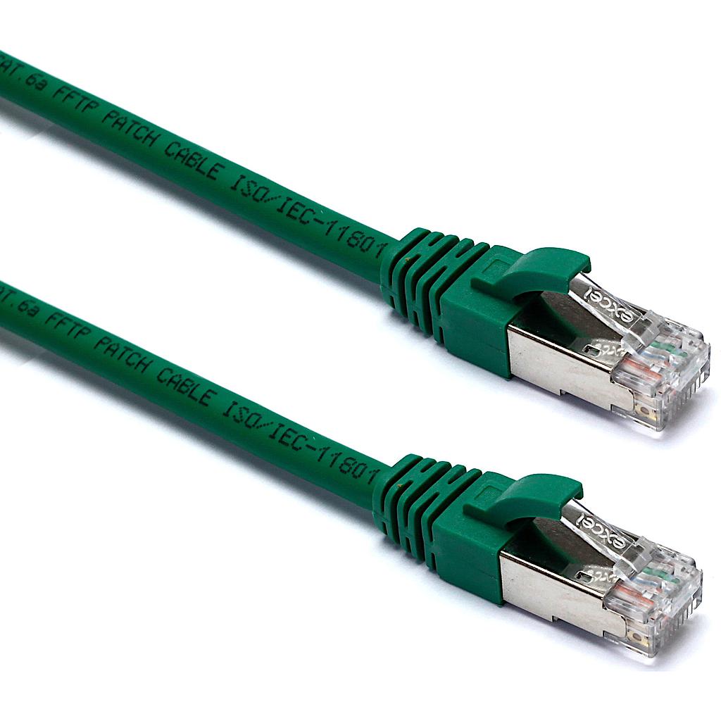 Excel CAT6A Patch Lead F/FTP Shielded LS0H Blade Booted 3MT - Green