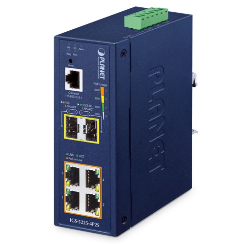 Industrial L2+ 4-Port 10/100/1000T 802.3at PoE + 2-Port 1G/2.5G SFP Managed Ethernet Switch