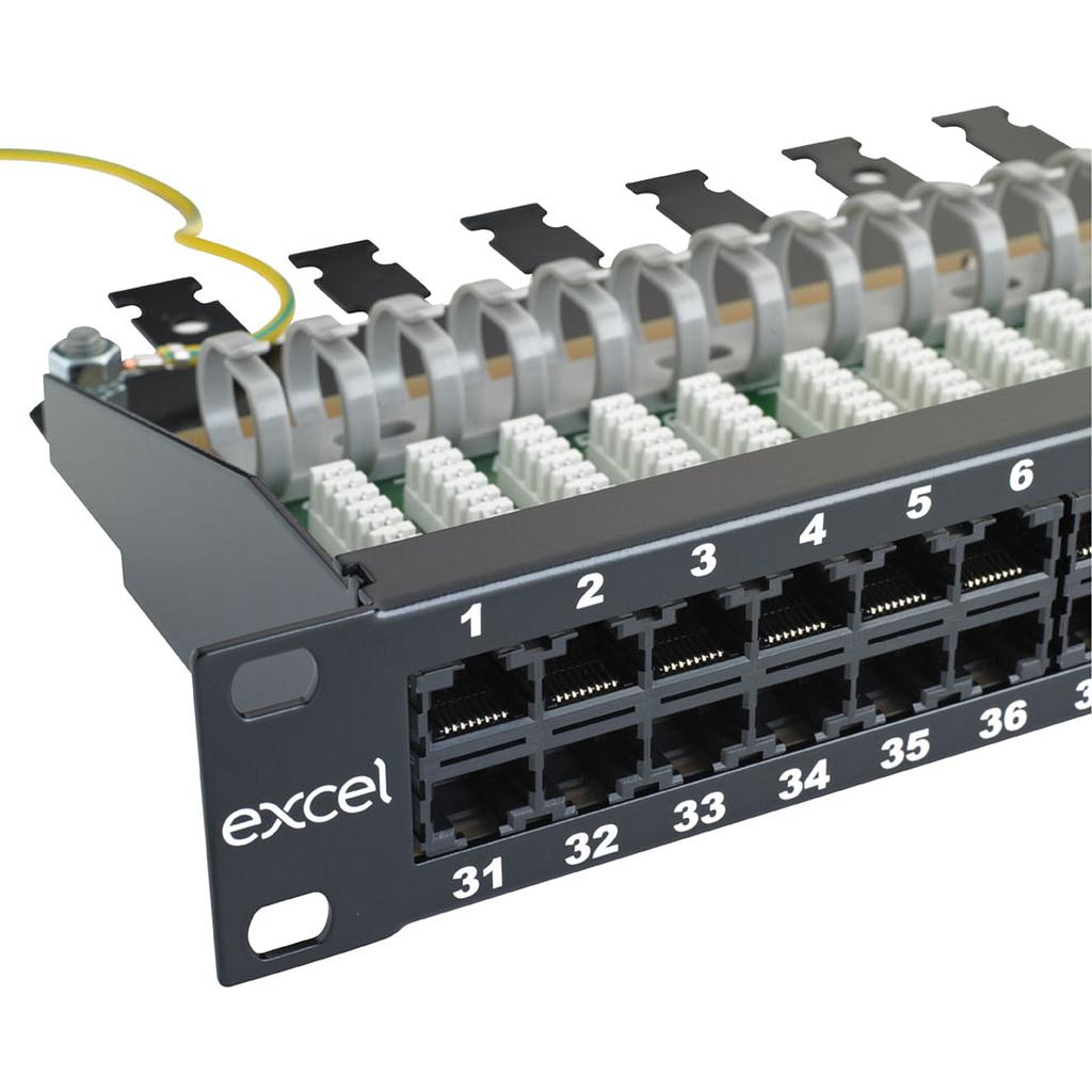 Excel Voice 25 Port 3-Pair RJ45 Patch Panel 1U Black