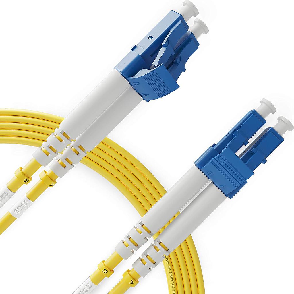 Briticom OS2 9/125µm Singlemode 0.5M LC-LC Yellow Fibre Optic Duplex Patch Cord LSZH