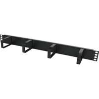 Excel 1U Cable Management Bar 4 Vertical Metal Hoops 65mm Black