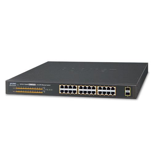 19&quot; 24-Port 10/100/1000T 802.3at POE + 2-Port 1000X SFP Unmanaged Gigabit Ethernet Switch (220W)